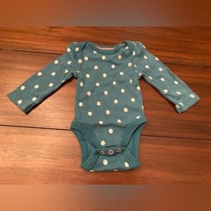 🔵 Cloud Island Newborn Baby Girl Onesie Blue Polka Dot Long Sleeve Onesie